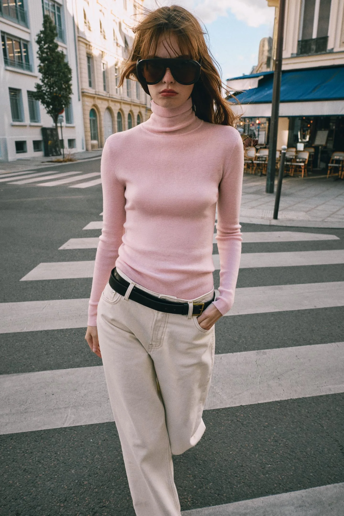 Джемпер Zara с высоким воротом, светло-розовый — фото 3