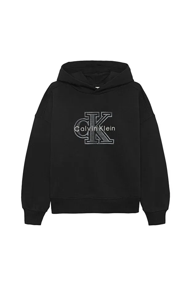 Детское худи для девочек с капюшоном Calvin Klein, Ck Black