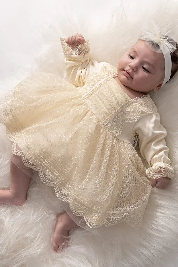 Детское платье для девочек кружевное Melekpare, Beige
