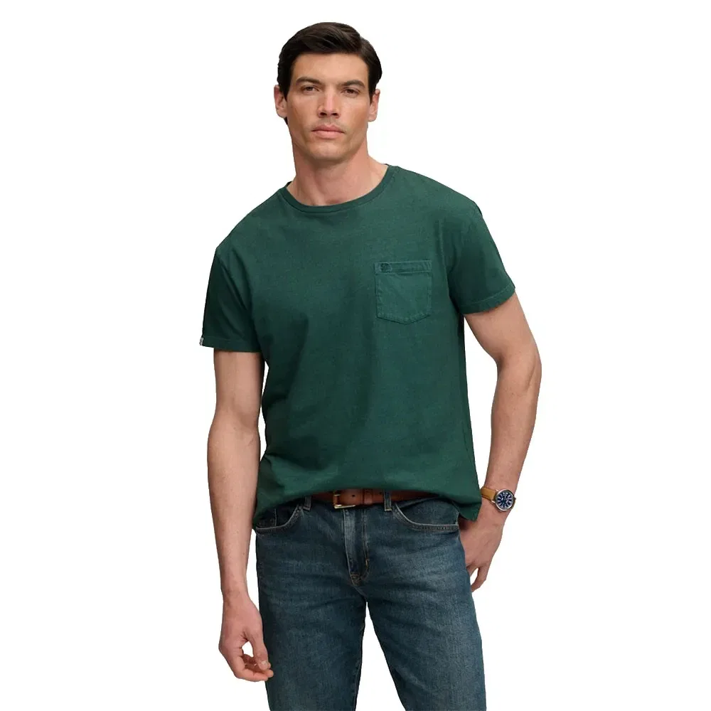 Мужская футболка с нагрудным карманом Superdry Cotton Classic Linen Pocket, Green