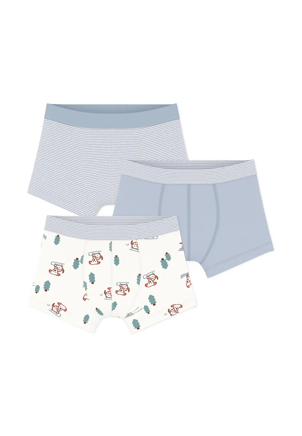 3 шт. - трусы Petit Bateau, Skyblue White