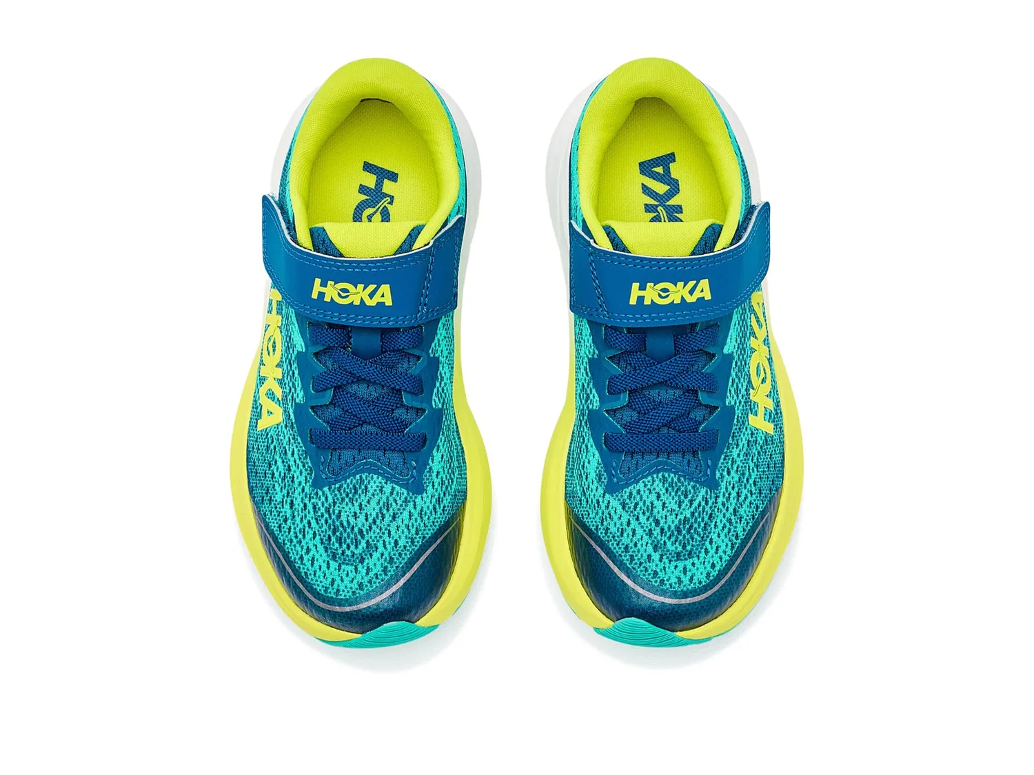 Кроссовки Rincon 4 (для маленьких детей) Hoka Kids, Electric Aqua/Neon Hoka Citrus — фото 3