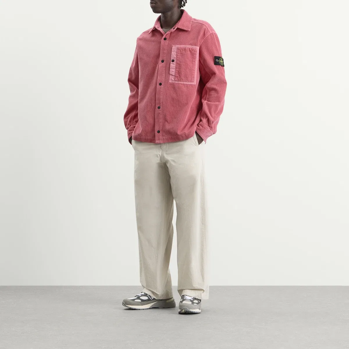 Органическая хлопковая вельветовая рубашка-овершерт Stone Island, Geranium — фото 4