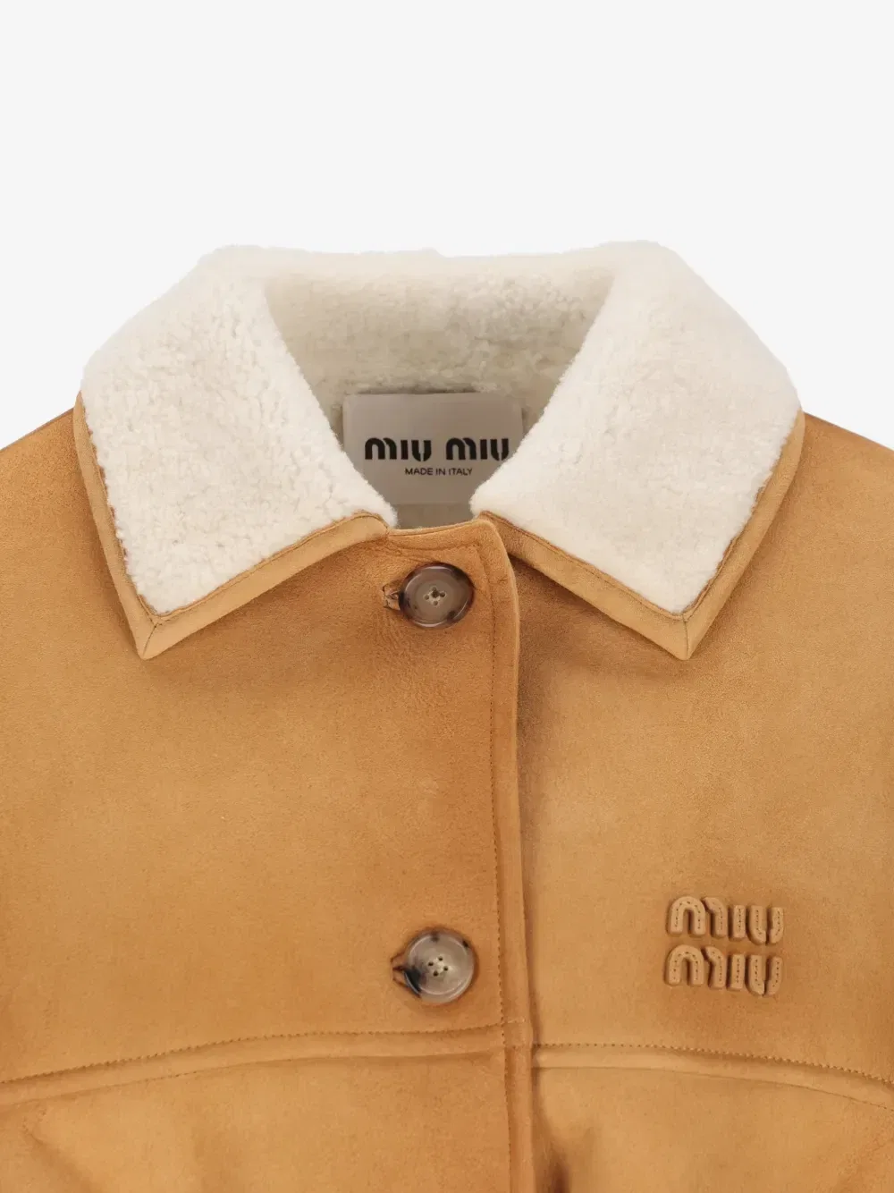 Куртка из овчины MIU MIU, бежевый — фото 4