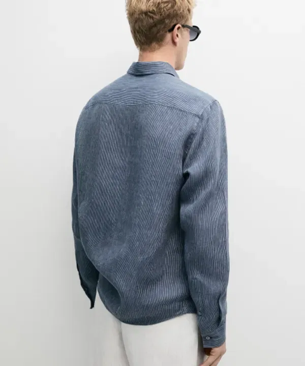 Рубашка из 100% льна с мелкой полоской, Regular Fit, Massimo Dutti — фото 3