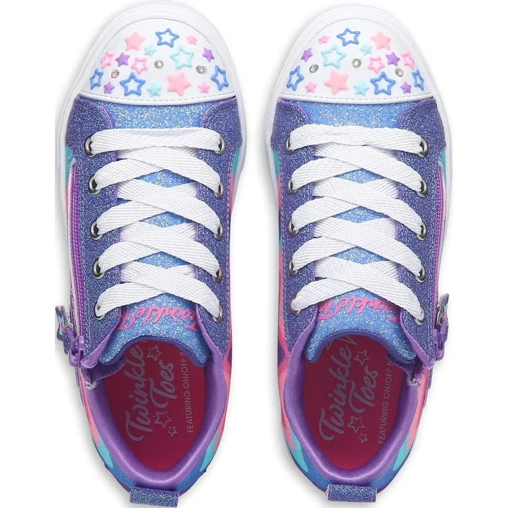 Детские кроссовки с мерцающими искорками для малышей Skechers, Blue Multi Stars — фото 4