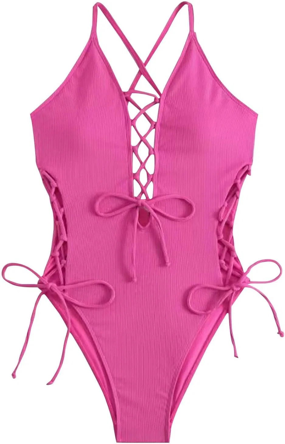 Женский монокини с V-образным вырезом, Hot Pink