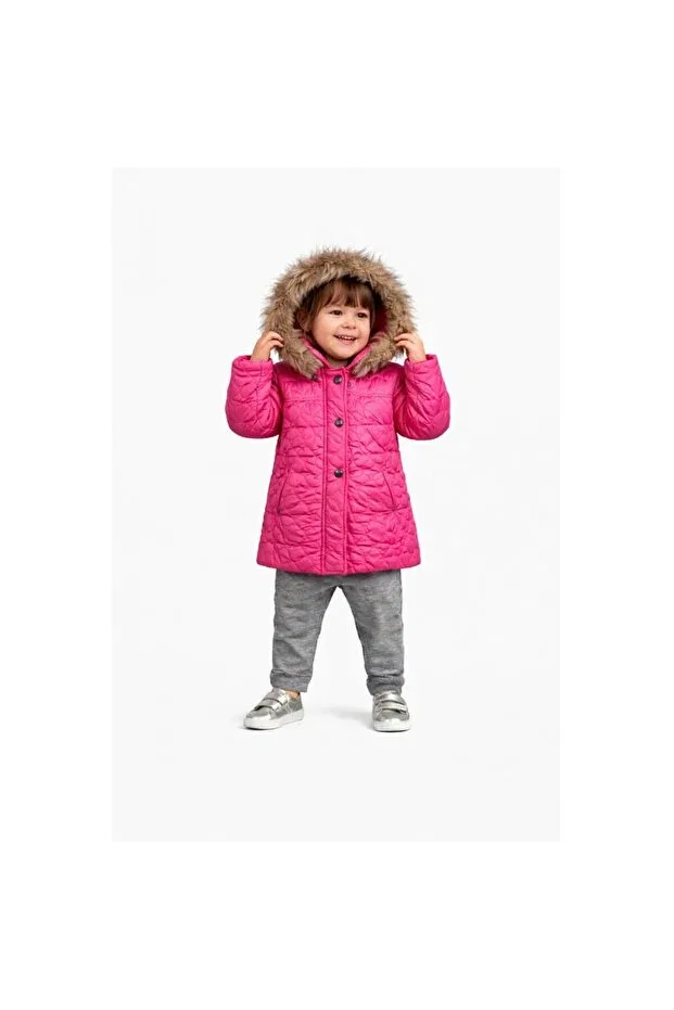 Детское пальто для девочек с капюшоном Bebepan, Pink
