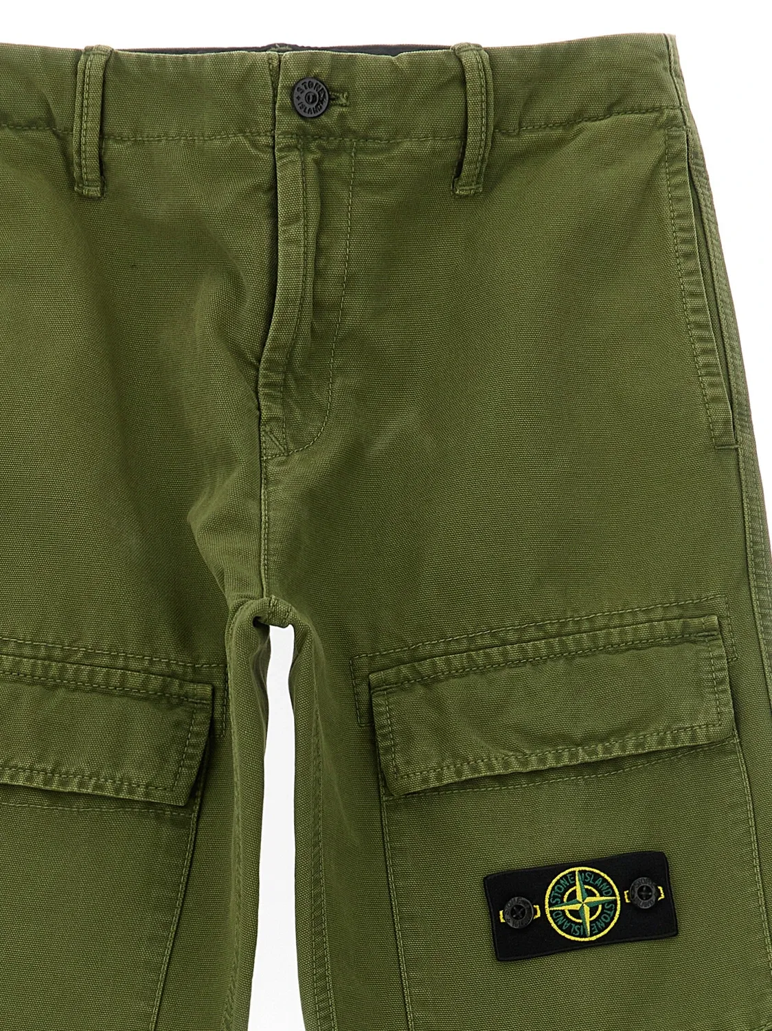 Брюки карго из парусины Stone Island Junior, зеленый — фото 3