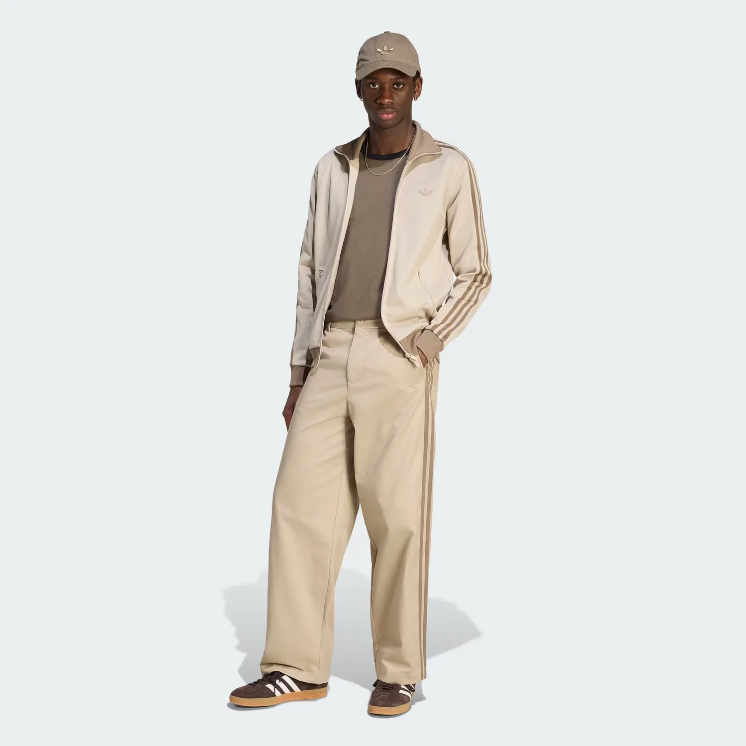 Мужские брюки свободного кроя 3-Stripes Pleated Adidas Originals, хаки — фото 3