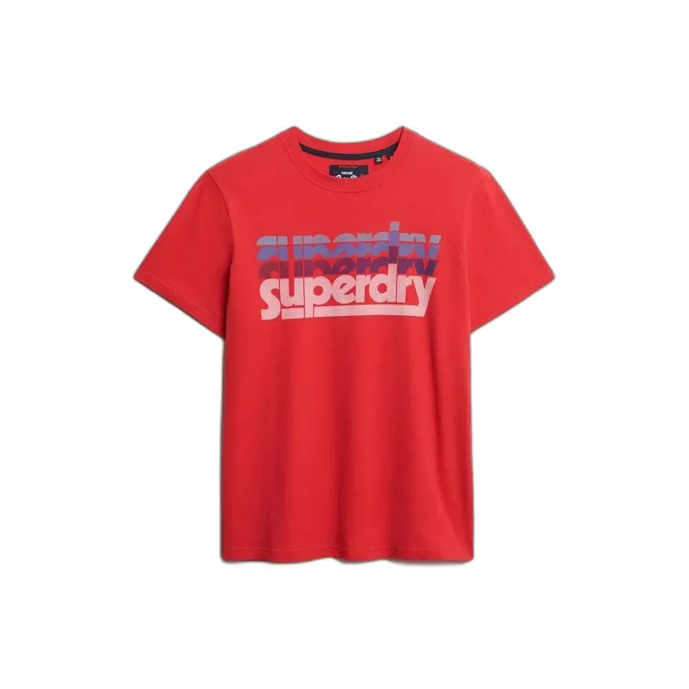 Мужская хлопковая футболка Stacked Superdry, Rot Scharlachrot