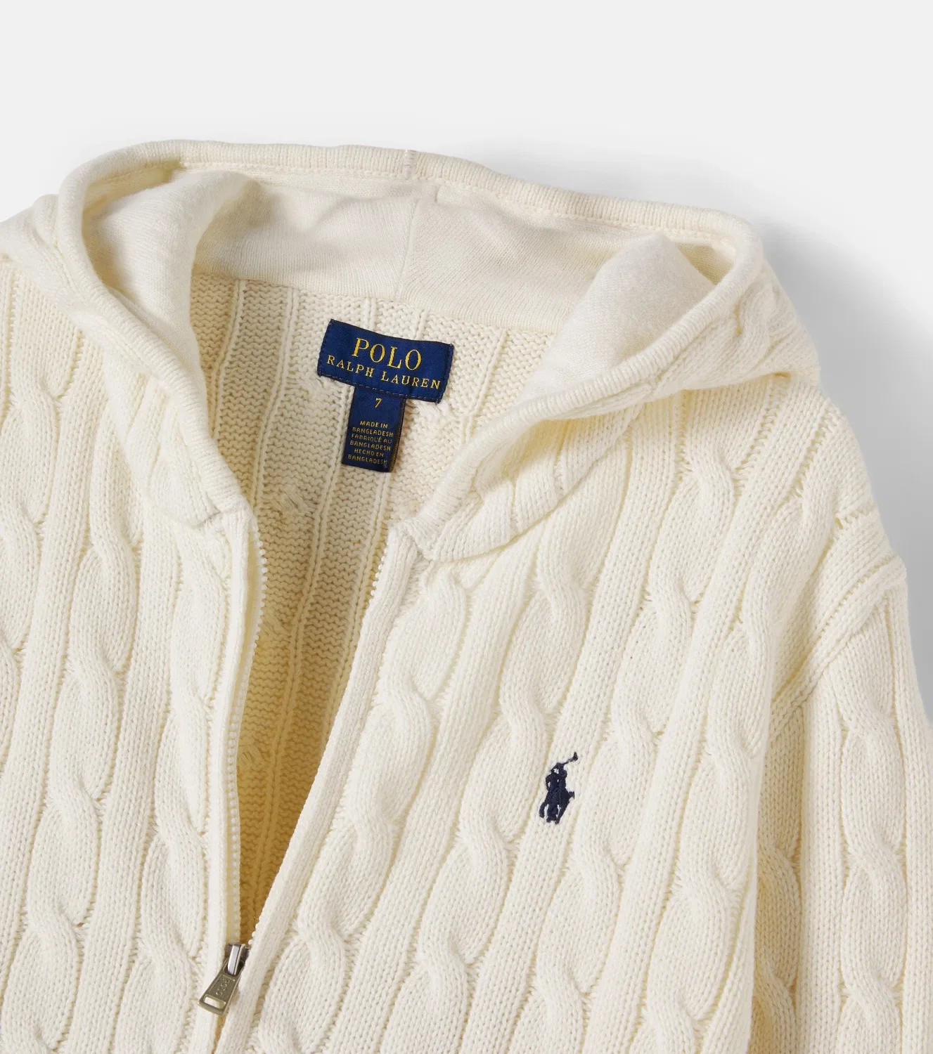 Вязаная хлопковая толстовка на молнии Polo Ralph Lauren Kids, белый — фото 4