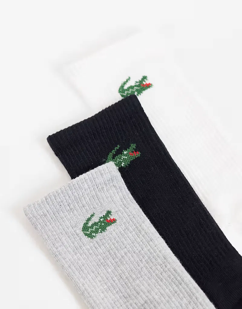 Унисекс спортивные носки Lacoste с логотипом Crocs, 6 пар, черного, белый и серого — фото 2