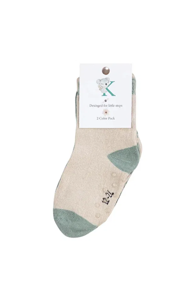 Детские носки с органическим хлопком 2 шт Organic 2-pack baby socks Kidzee, Mint - Ecru — фото 3