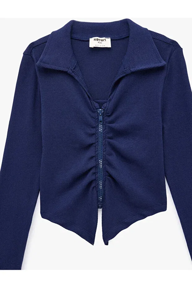 Детское поло для девочек с длинным рукавом Koton, Navy Blue — фото 3
