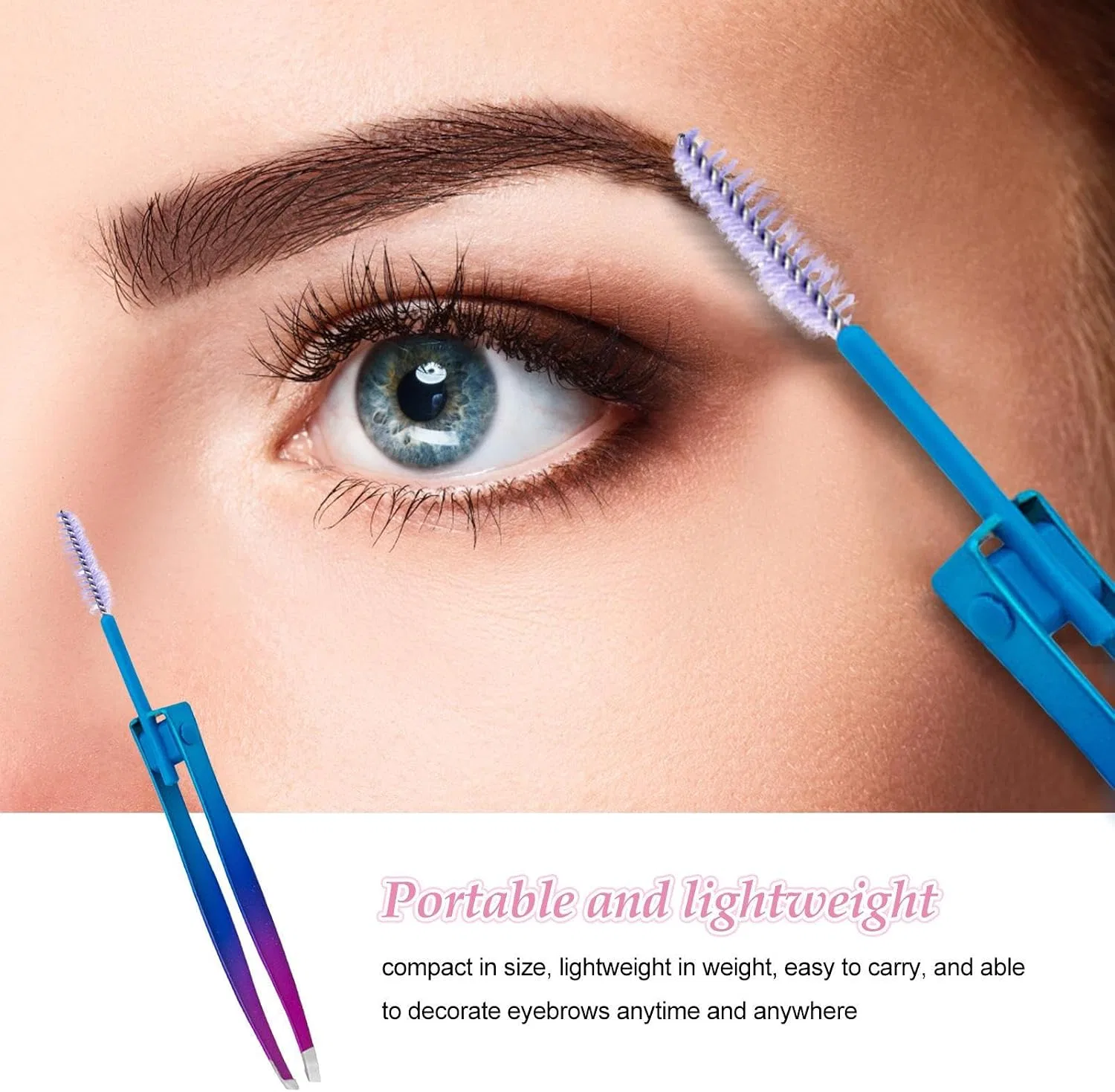 Пинцет для бровей 2-в-1 с щеточкой, Edelstahl, Blau Generisch — фото 2