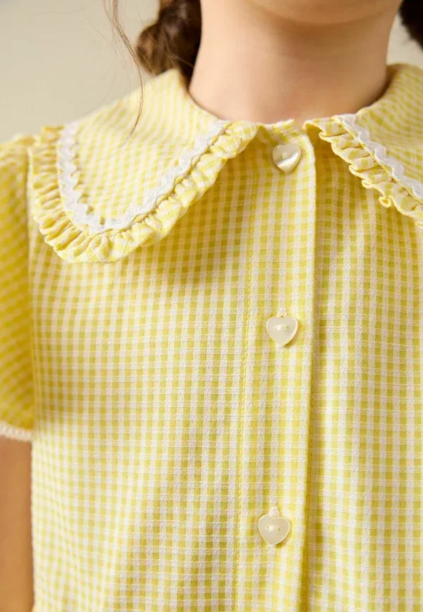 Платье рубашечного кроя в клетку Shirt dress Next, yellow, желтый — фото 2