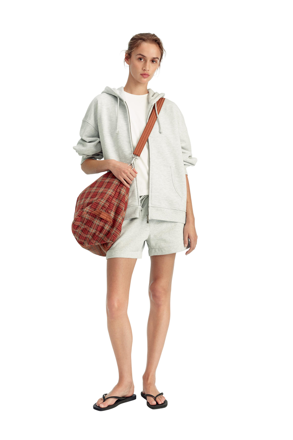 Шорты Zara Benito Antonio Collection Paperbag Waist Cotton, серый меланж — фото 4