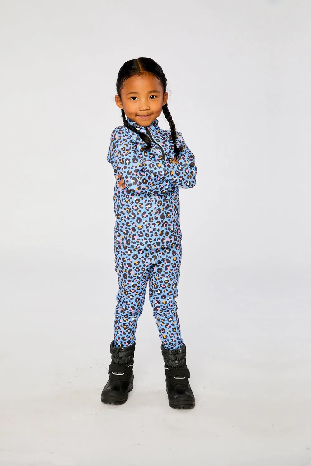 Детский термокомплект из двух предметов с начесом Blue Leopard Print Deux par Deux, Blue Leopard Print — фото 4