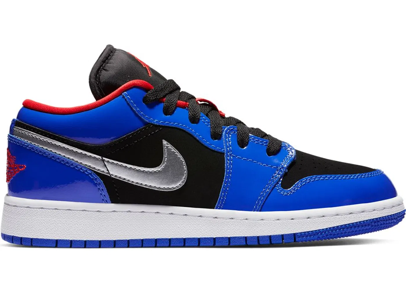 Детские кроссовки с низким верхом Jordan 1 Low Jordan, Hyper Royal/Black-University Red-Metallic Silver