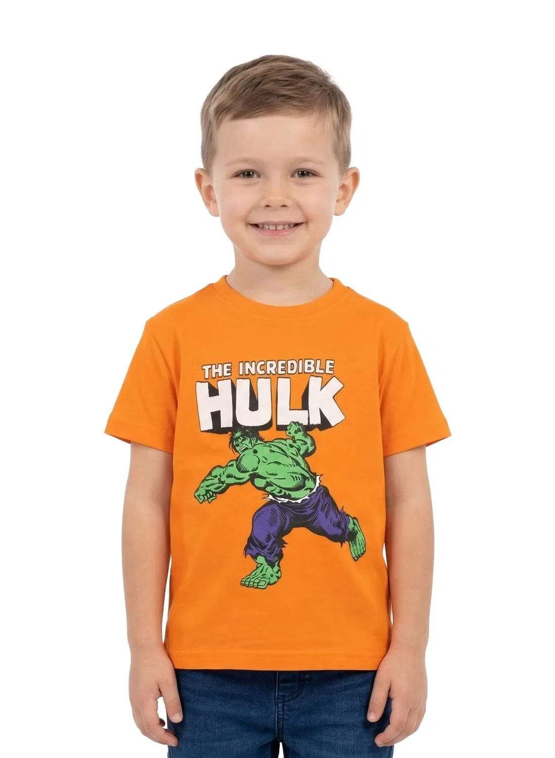 Футболка оверсайз с принтом Hulk Marvel, оранжевая