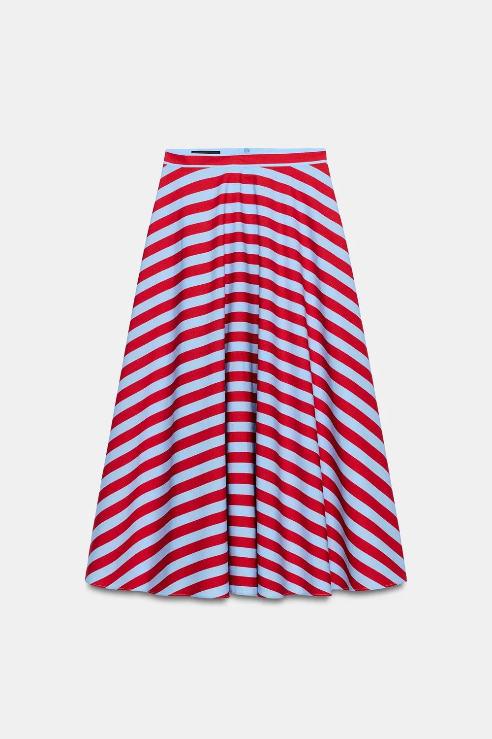 Полосатая юбка миди А-силуэта ZARA, Red Stripe — фото 4