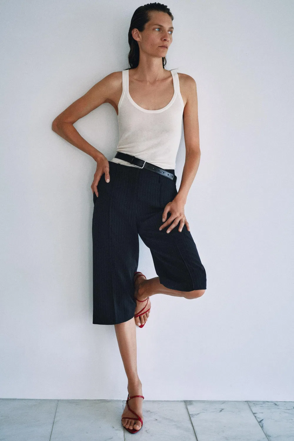 Шорты-бермуды прямого кроя из коллекции ZW. ZARA, striped