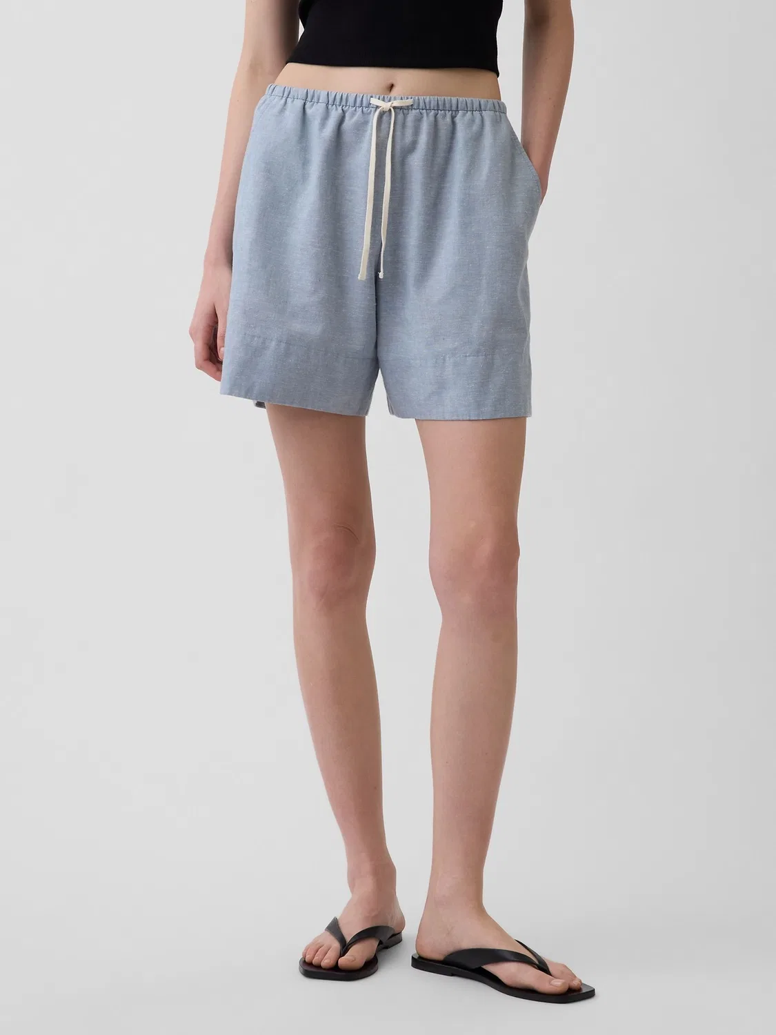 Шорты из льняной смеси, свободная посадка Gap, синие