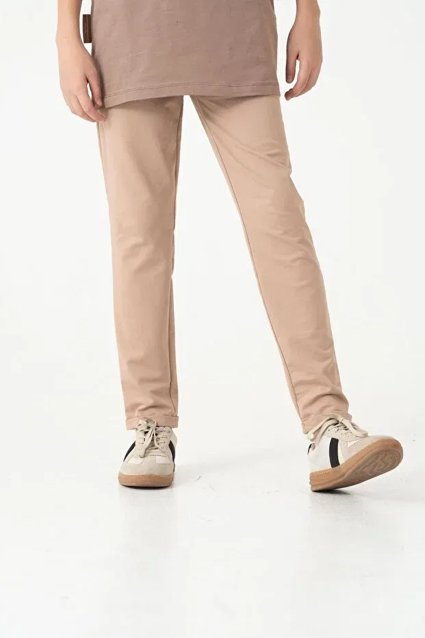 Детские спортивные штаны для мальчиков с двойным поясом Mışıl Kids, Beige — фото 4