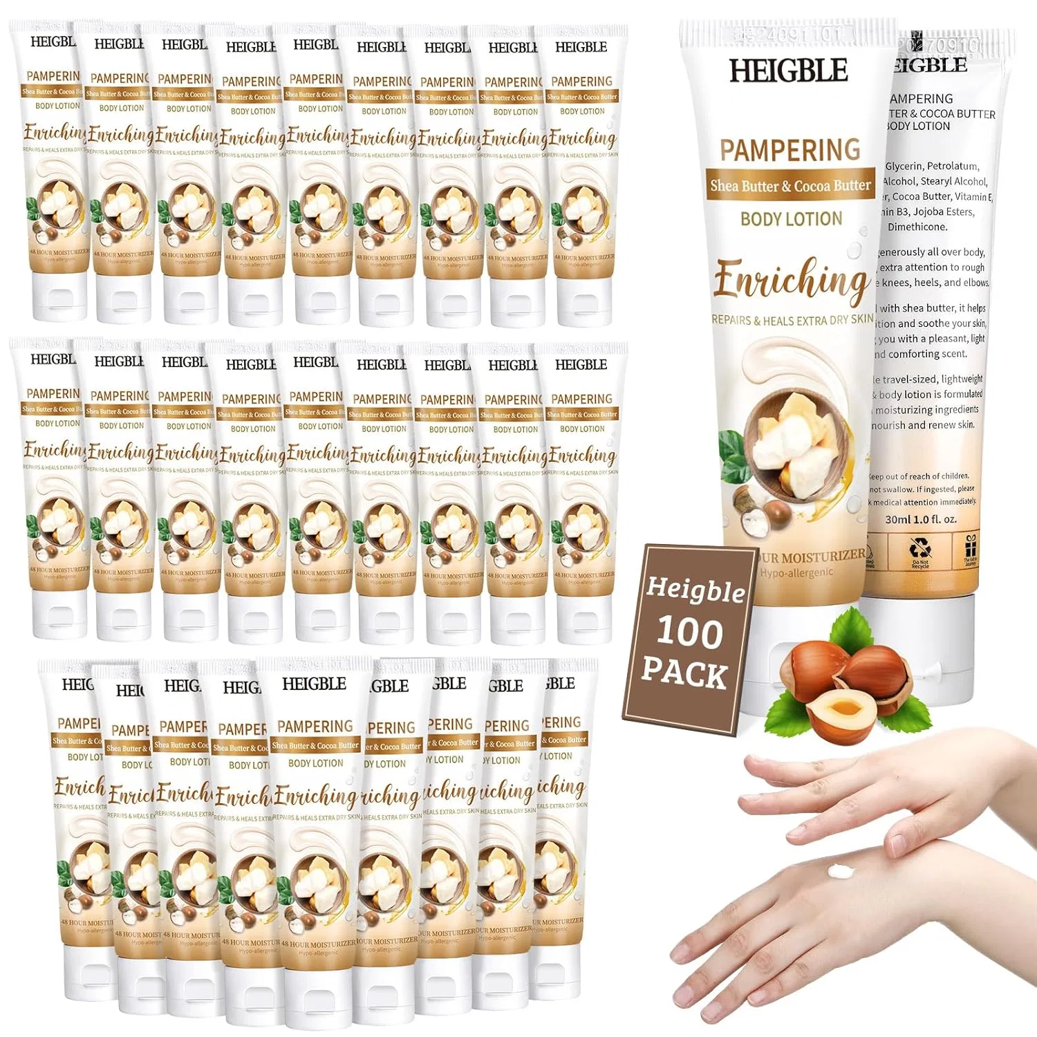 Набор Body Lotion с маслом ши и какао, 100 шт по 30 мл, Heigble