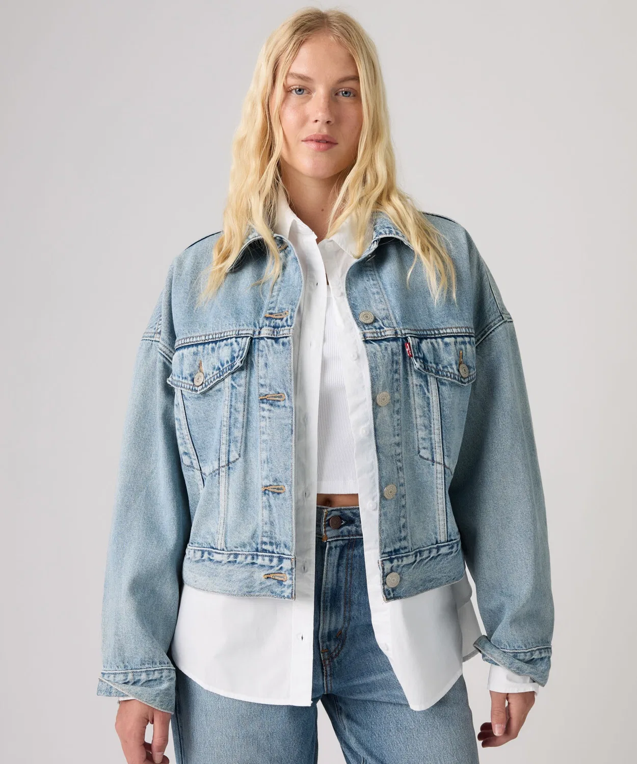 Женский джинсовый тракторный жакет с свободным кроем Levi's, Индиго Синий