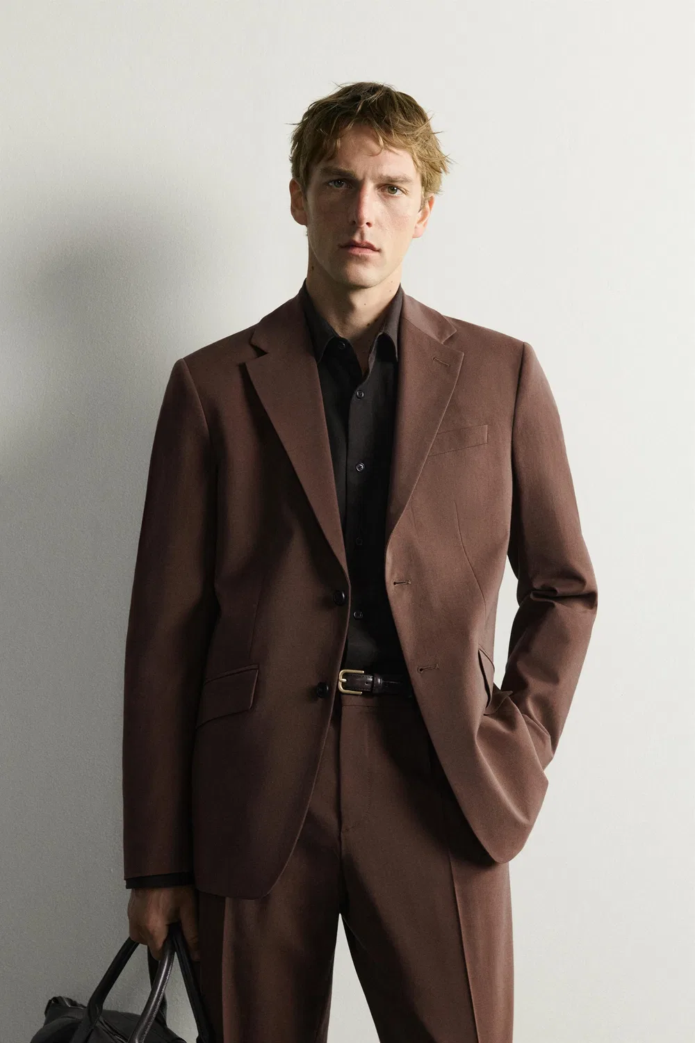 Блейзер костюма стандартного кроя ZARA, Brown — фото 2