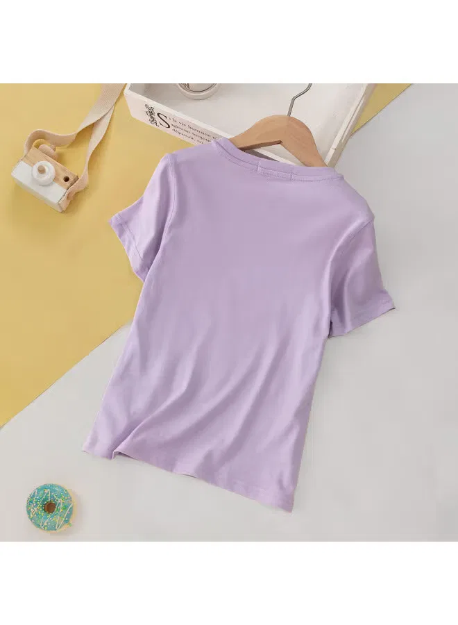 Футболка с принтом для девочки, хлопковая, Jeanswest, фиолетовый — фото 3