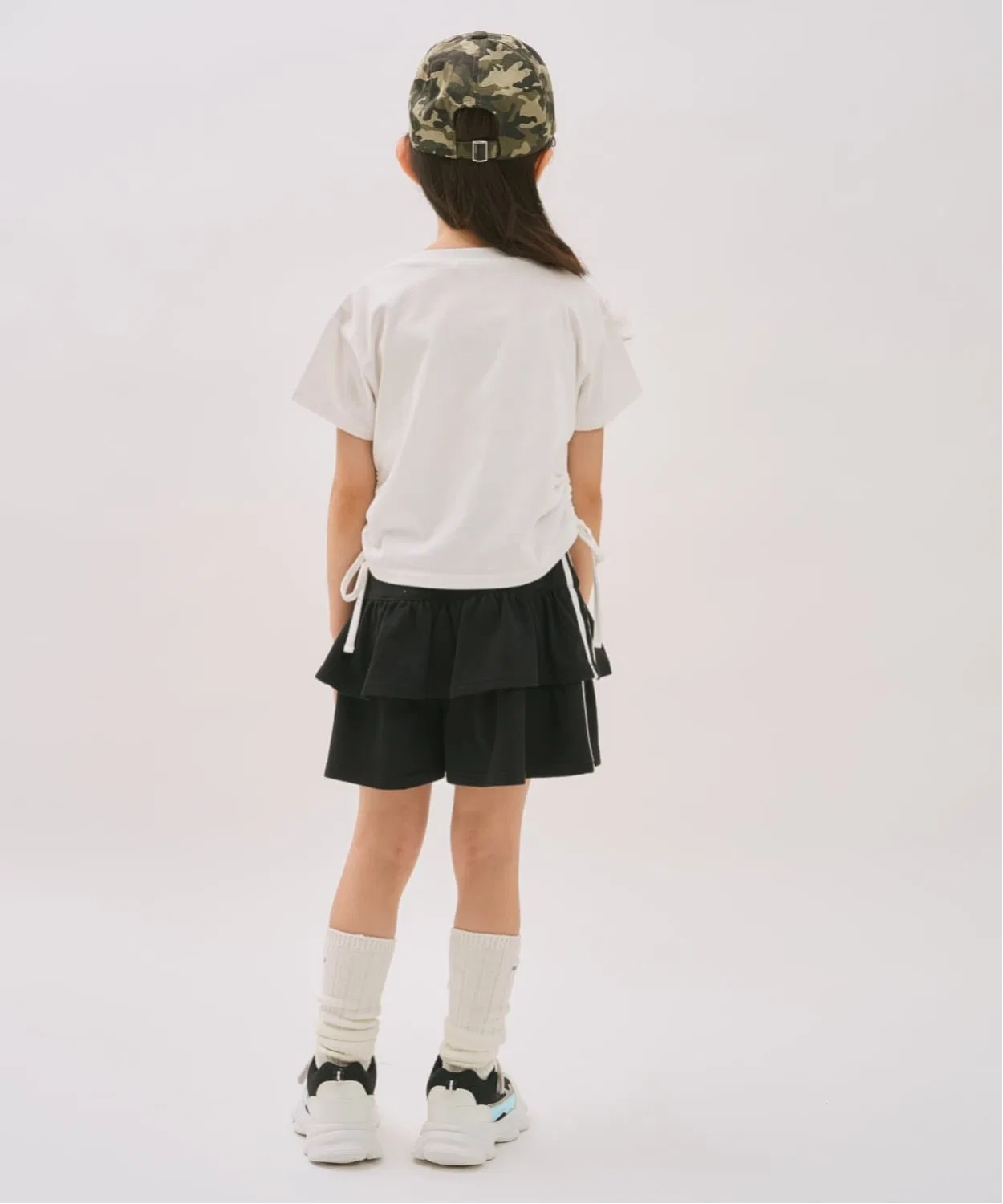 Детская юбка-шорты с принтом в полоску Teared Line Mini Terry Skirt Pant, minimal, Dark Brown — фото 4