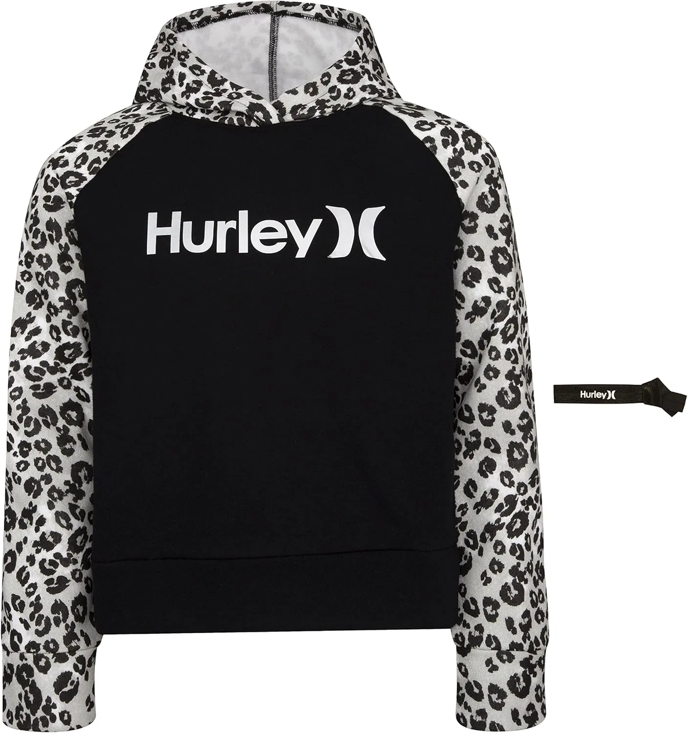 Детский худи Hurley One and Only, Black/Cheetah, с аксессуаром для волос