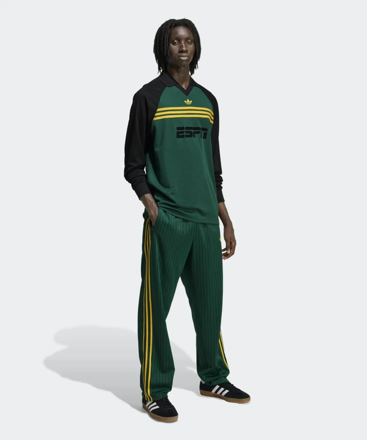 Мужские спортивные брюки свободного кроя с полосками Firebird Pinstripe Adidas Originals, Зеленый — фото 3