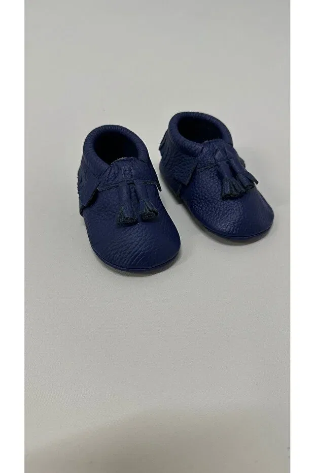 Детские туфли без каблука из натуральной кожи Annerüyası, Navy Blue