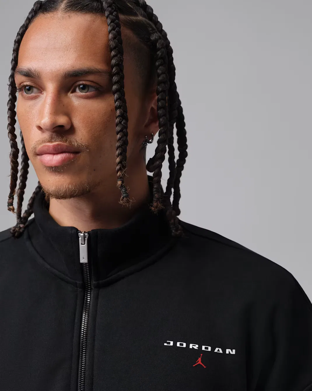 Мужская футболка с застежкой-молнией на четверть длины Jordan Flight Fleece, Black — фото 3