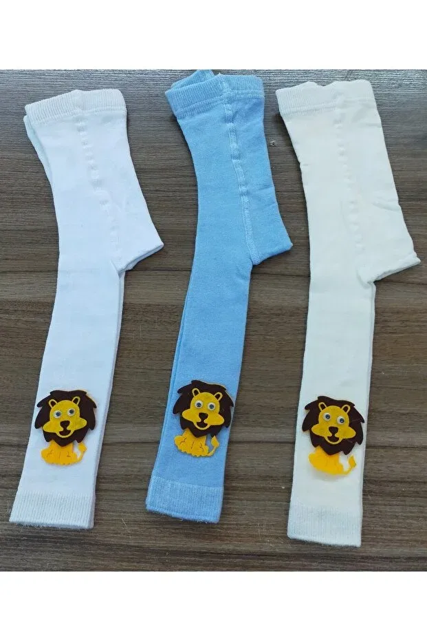 Детские колготки-носочки с начесом 3-штучный набор Özkardeşler Baby, White Blue Ecru