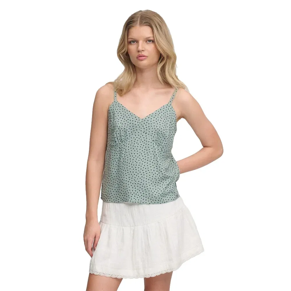 Топ без рукавов Cotton Cami Superdry, зеленый