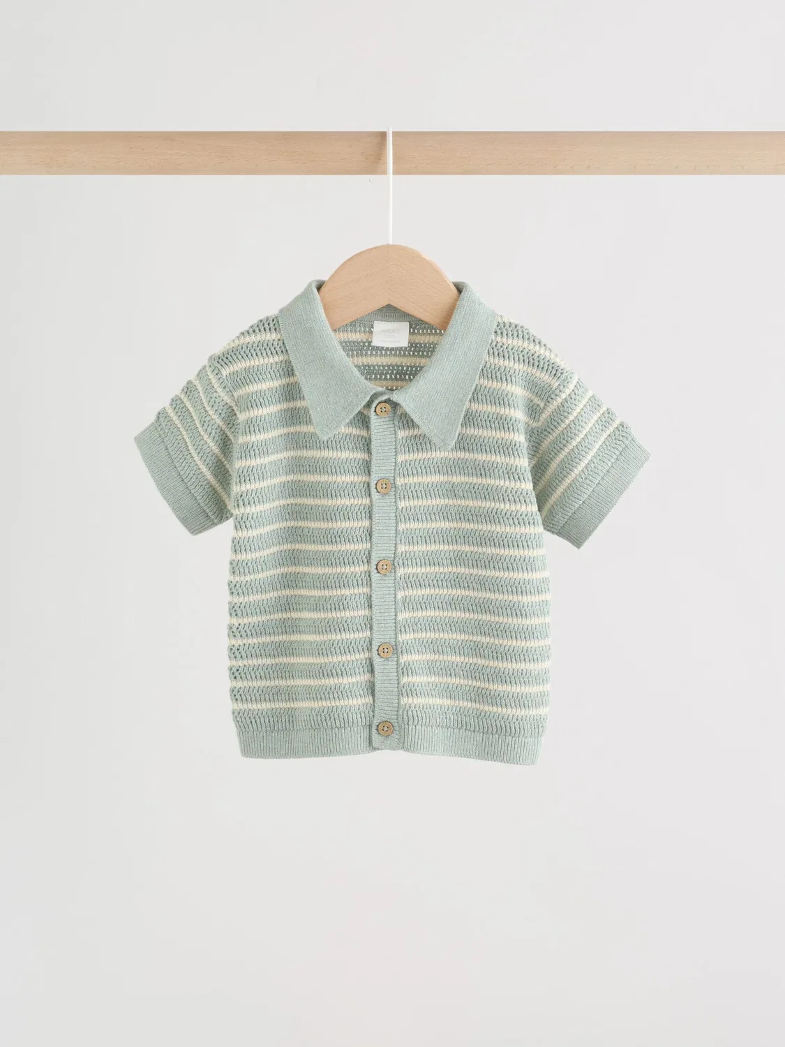 Комплект для мальчика, вязаный топ и шорты Next, Sage Green Stripe — фото 3