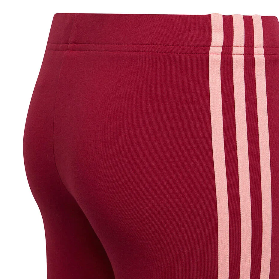 Детские леггинсы с лампасами Adidas Essentials 3-Stripes Leggings, Rot Burgunderrot Lila — фото 4
