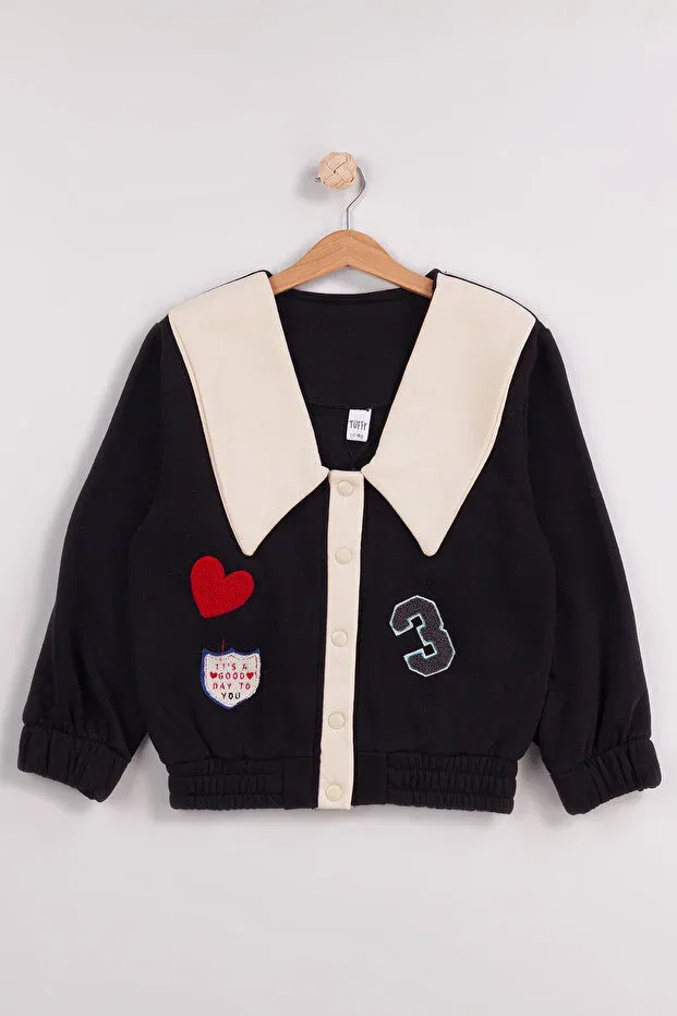 Детская куртка-кардиган для девочек средней толщины Basic Harika Kids, Black