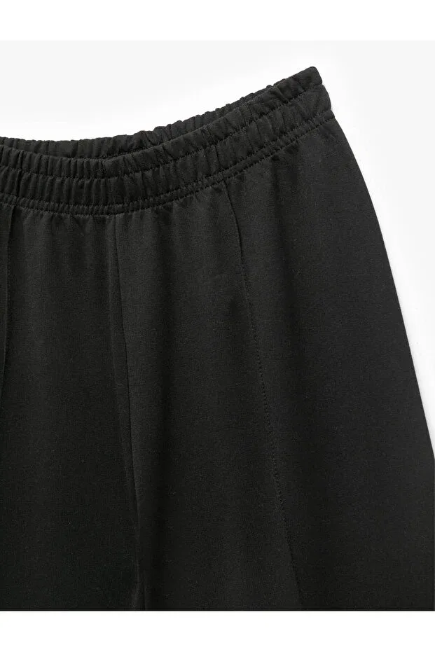 Детские брюки для девочек широкие с эластичным поясом Cotton elastic waist wide leg black girl's trousers 6wkg40071ak Koton, Black — фото 3