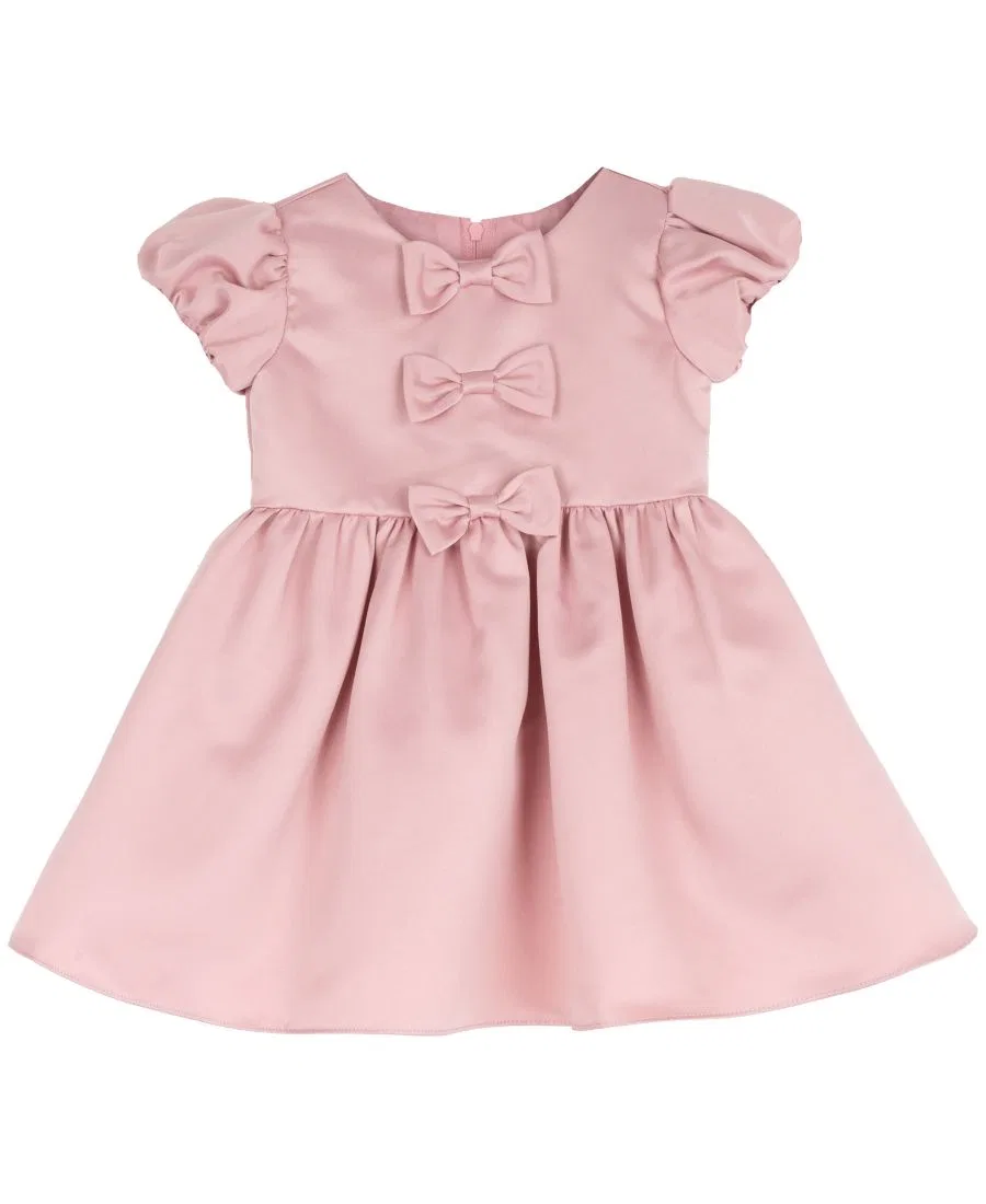 Платье из атласа с бантами и рукавом-фонарик, модель Satin Bow Bodice Bubble Sleeve Rare Editions, Mauve