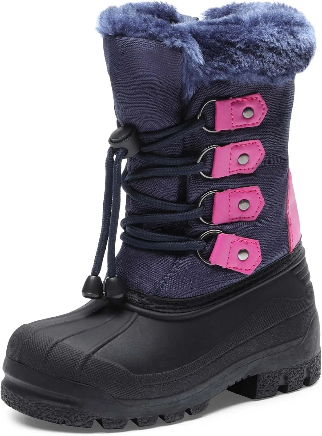 Детские зимние водонепроницаемые снежные ботинки DREAM PAIRS, Navy/Fuchsia