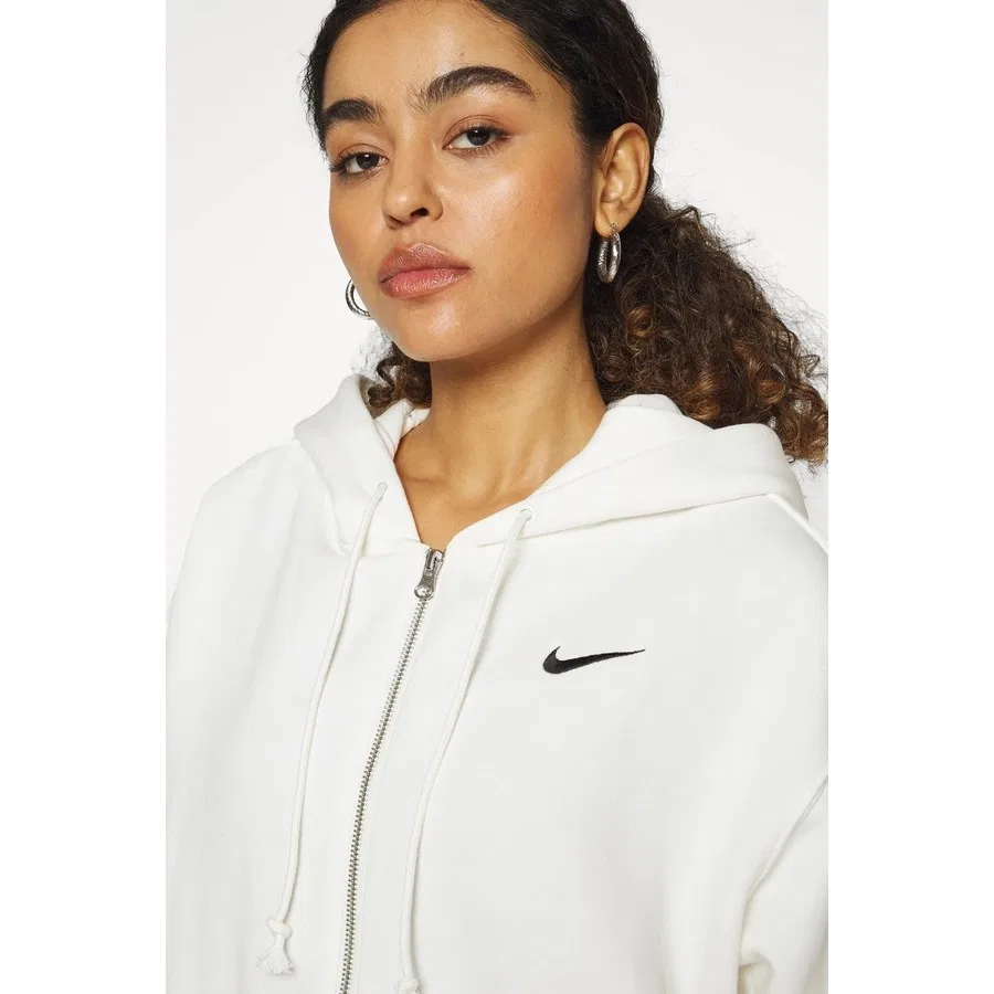 Женский худи оверсайз с капюшоном на молнии Nike Sportswear Phoenix Fleece, Кремовый — фото 4