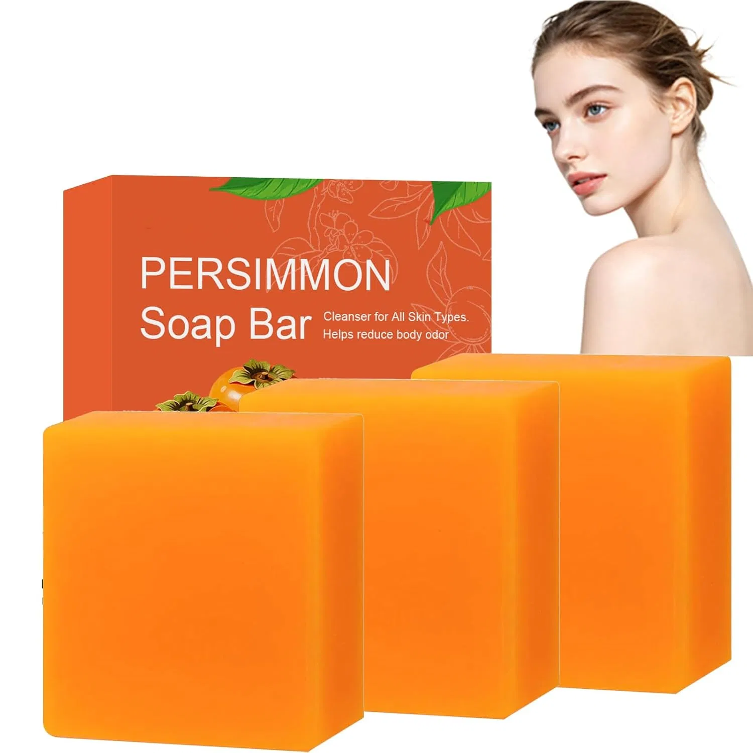 Твердое мыло Persimmon с экстрактом хурмы, набор 3 шт., RaoNuan, 100 г
