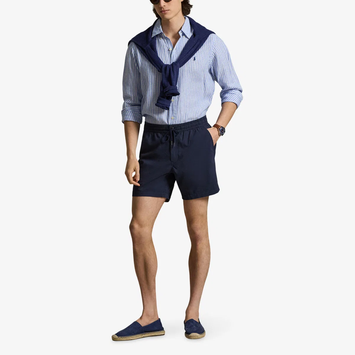 Шорты из хлопковой смеси сирсакер с вышитым логотипом Polo Ralph Lauren — фото 2