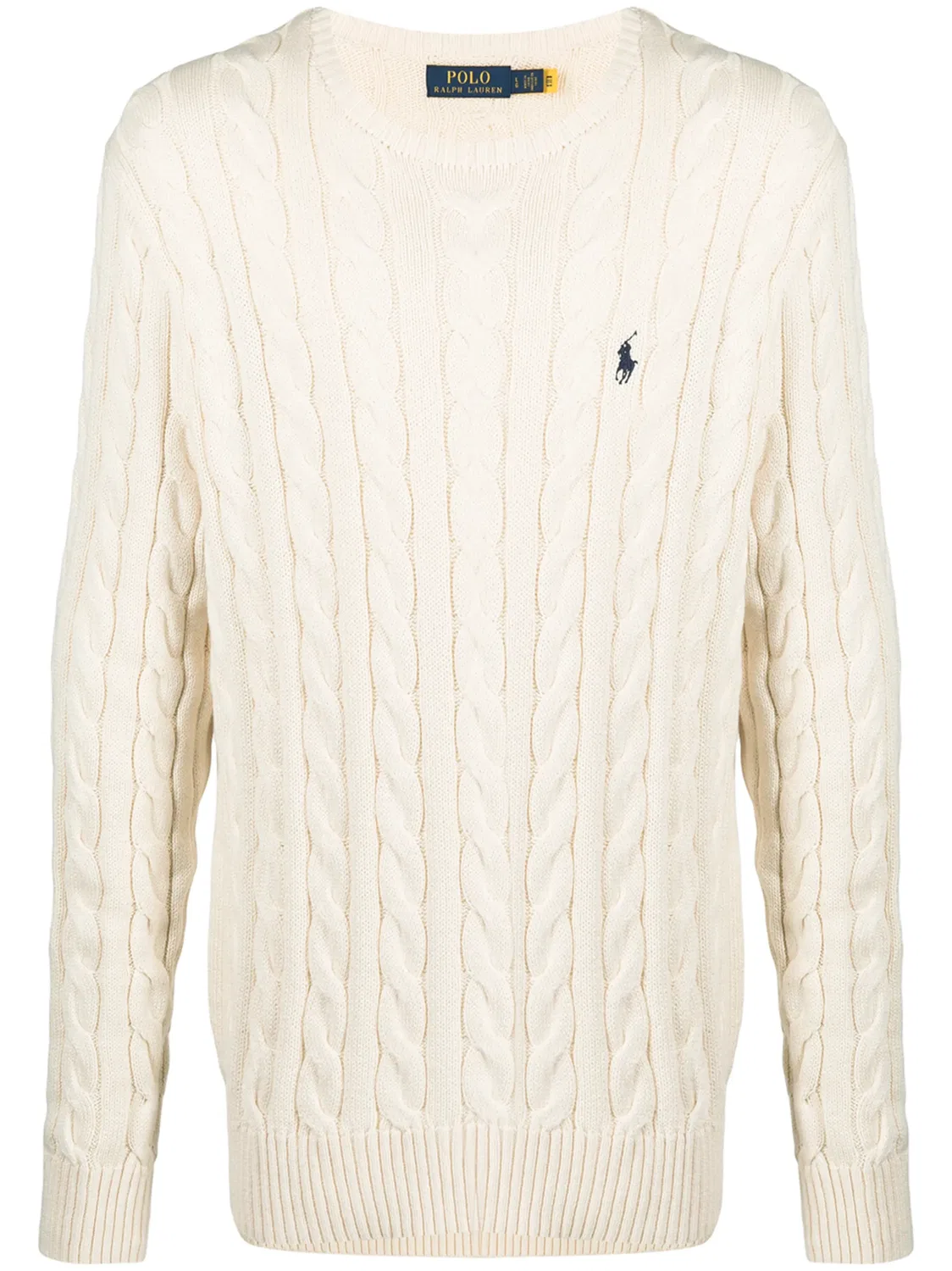 Джемпер с косой вязкой из хлопка Polo Ralph Lauren, кремовый